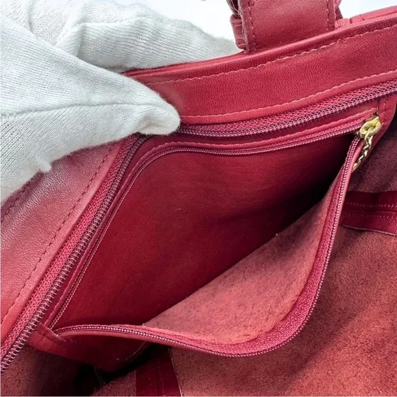 Coach Red Leather Tote Bag - Picture 9 of 10